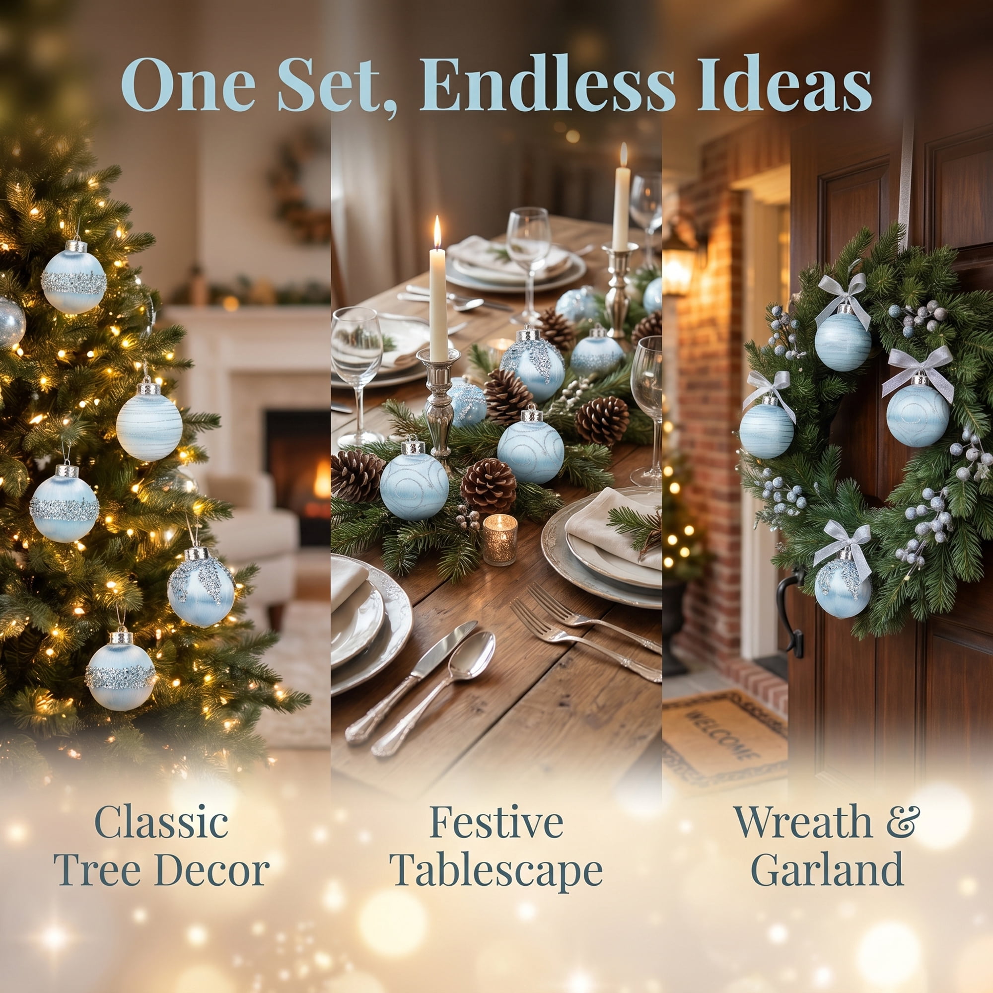 Unique Bargains 9Pcs Handpainted Christmas Large Orbs Shatterproof Foam Light Blue 3.1"