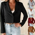 thumbnail image 1 of QIPOPIQ Vestons Courts pour Femmes, Style Professionnel Décontracté, Ouvert à l'Avant, Veste de Complet à Manches Longues, Tendance, Ample, pour le Travail au Bureau, Liquidation, 1 of 10