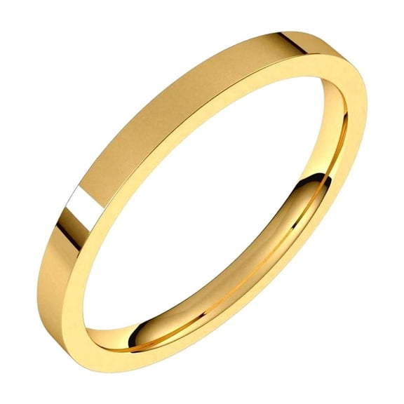 14k Yellow Gold Flat 2mm Comfort-fit Lightweight Flat Comfort-Fit Light Band Size 6.5 Ring for Women and Men