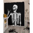 thumbnail image 4 of Funny Skeleton Shower Curtain Set ，Waterproof Fabric Shower Curtains Black Skull Horror Night Abstract Art Shower Curtains for Bathroom,Bathroom Decor 36"x72", 4 of 6