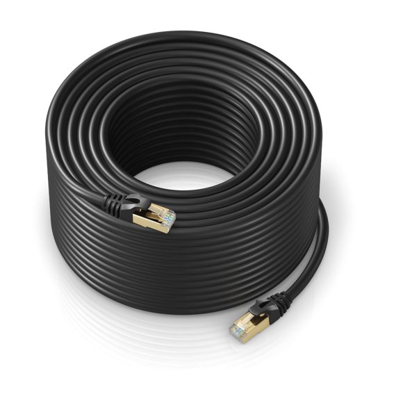 Cat 7 Ethernet Cable 300 ft - Internet & Network LAN Patch Cable RJ45 Connectors - 300ft / Black - Perfect for Gaming Streaming and More