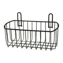 asjyhkr Farmhouse Metal Wire Bin Basket with Wall Mount - Small - Portable Hanging Wall Basket, Rustic Home Storage Organizer for Cabinets, Pantry, Closets, Bathroom, Kitchen,Bedroom(Black)