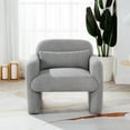 thumbnail image 2 of Minimalist Teddy Fleece Single Sofa Chair With Arms And Pillow, Grey Accent Chair For Living Room And Bedroom, 2 of 14