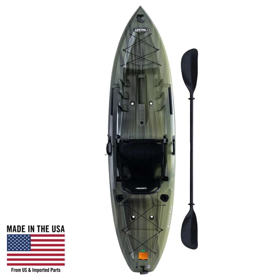 Lifetime Kenai 10 ft Pro-Comfort Angler Kayak with Paddle, Moss Fusion (91149)