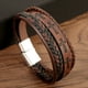 thumbnail image 1 of Pulsera de cuero tejida a mano para hombre, pulsera de cuero de moda europea y americana, joyería con hebilla de aleación para hombre, 1 of 6