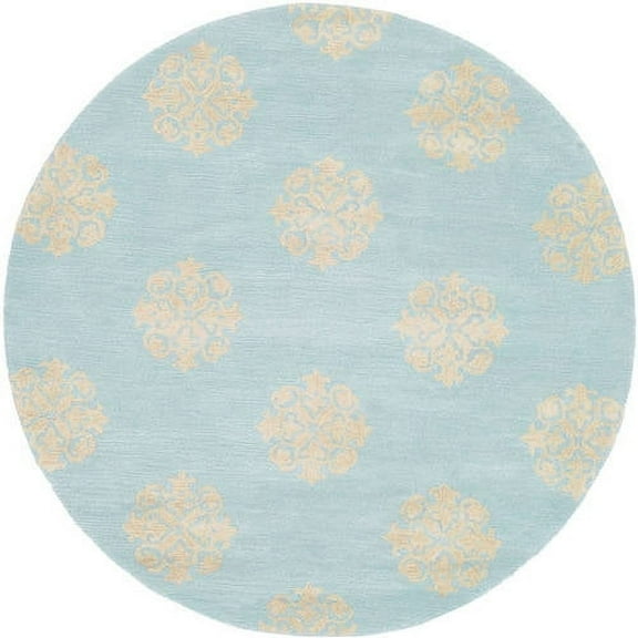 SAFAVIEH Soho Maui Geometric Wool Area Rug, Turquoise/Yellow, 4' x 4' Round