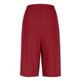 thumbnail image 6 of RYRJJ Women's Cotton Linen Shorts Dressy Casual Bermuda Long Shorts Elastci High Waisted Comfy Summer Lounge Shorts with Pockets(Red,M), 6 of 8