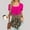 Hot Pink, variant on USSUMA 2024 Women'S Tops, Tees & Blouses Square Neck Tunic Leopard Print Short Sleeve Summer T-Shirts Beach Fashion Loose Casual Pleated Tops Blouses Weekly Green XXL