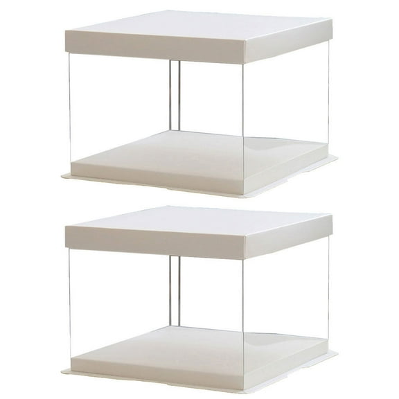 PAMINGONO Clear Plastic Cake Container Box 2Pcs with Lid for Minimalist Birthday Cake Packaging