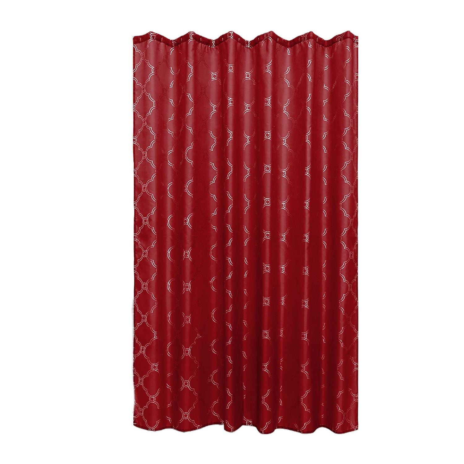 Polyester Silver Foil Trellis Printed Shower Curtain (Red)