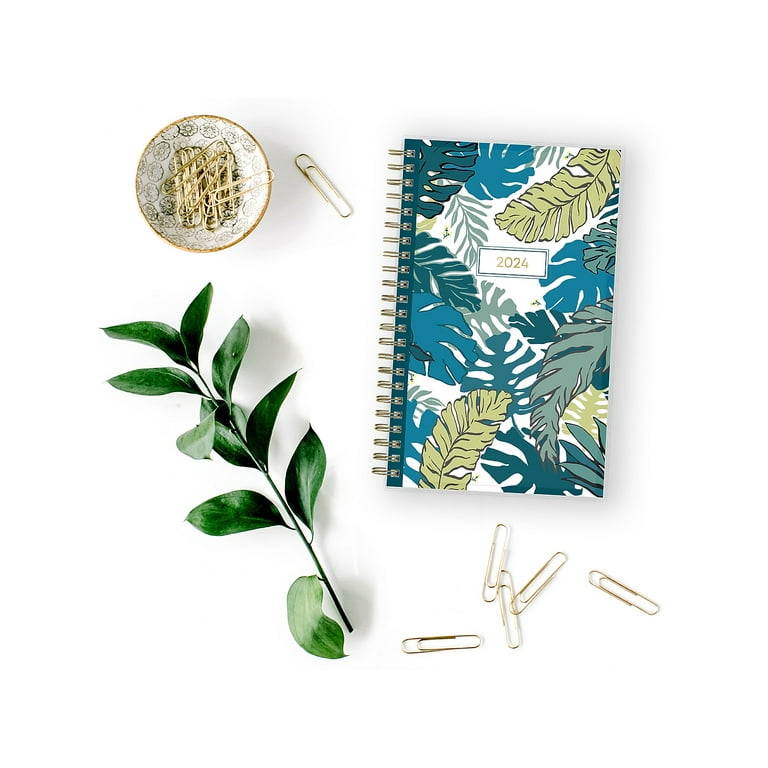 Day Designer Palms Weekly/Monthly Planner, Palms Artwork, 8 x 5,  Green/White Cover, 12-Month (Jan to Dec): 2024