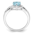 thumbnail image 2 of Sterling Silver Rhodium Plated Dia. Lt Swiss Blue Topaz Heart Ring, 2 of 4