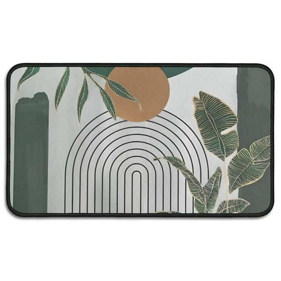 Green Boho Geometric and Plant Pattern (4) Door Rugs,Washable Non Slip Door Mats Indoor,Decorative Door Mats,Entry Mat Indoor for Entrance,Bedroom,Kitchen,Bathroom,30"x17"
