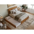 thumbnail image 4 of AFI Madison Queen Wood Platform Bed with Footboard and Twin XL Trundle, Light Toffee, 4 of 14