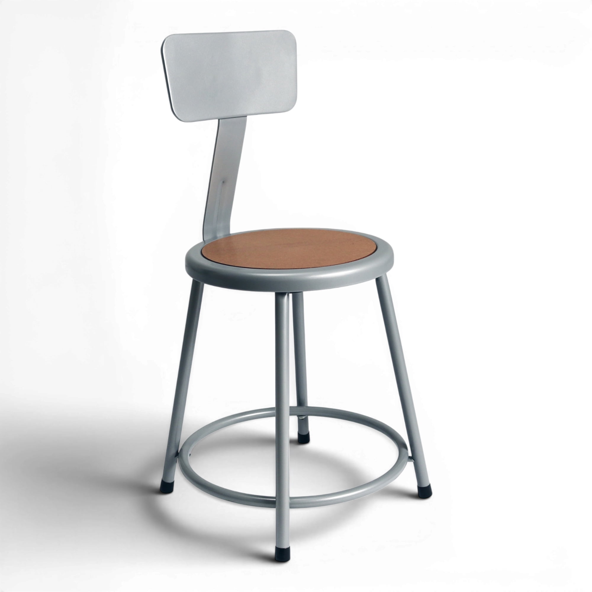 Hampden Furnishings Felix Collection 18-Inch Steel Stool with Backrest, Grey, AssemblyReady