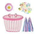 thumbnail image 1 of Cesta decorativa para bicicleta infantil, cesta tejida de repuesto para bicicleta infantil con correas blanco rosa, 1 of 9