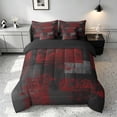 thumbnail image 3 of Manfei Ombre Grunge Queen Bedding, Red Black Oil Painting Bedding Comforter Set Queen, Black Reversible 7 Pieces, 3 of 6