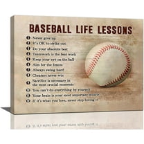 Baseball Decor Wall Art Baseball Pictures Sports Baseball Gifts for boys kids Motivational Quotes Canvas Painting Decorations Framed Artwork for Boy's Room Living Room Bedroom 16"x12"