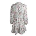 thumbnail image 5 of xiaxaixu Robes Mini pour Femmes, Imprimé Floral Été Manches Longues Col en V Profond Taille Haute Robe Trapèze, 5 of 5