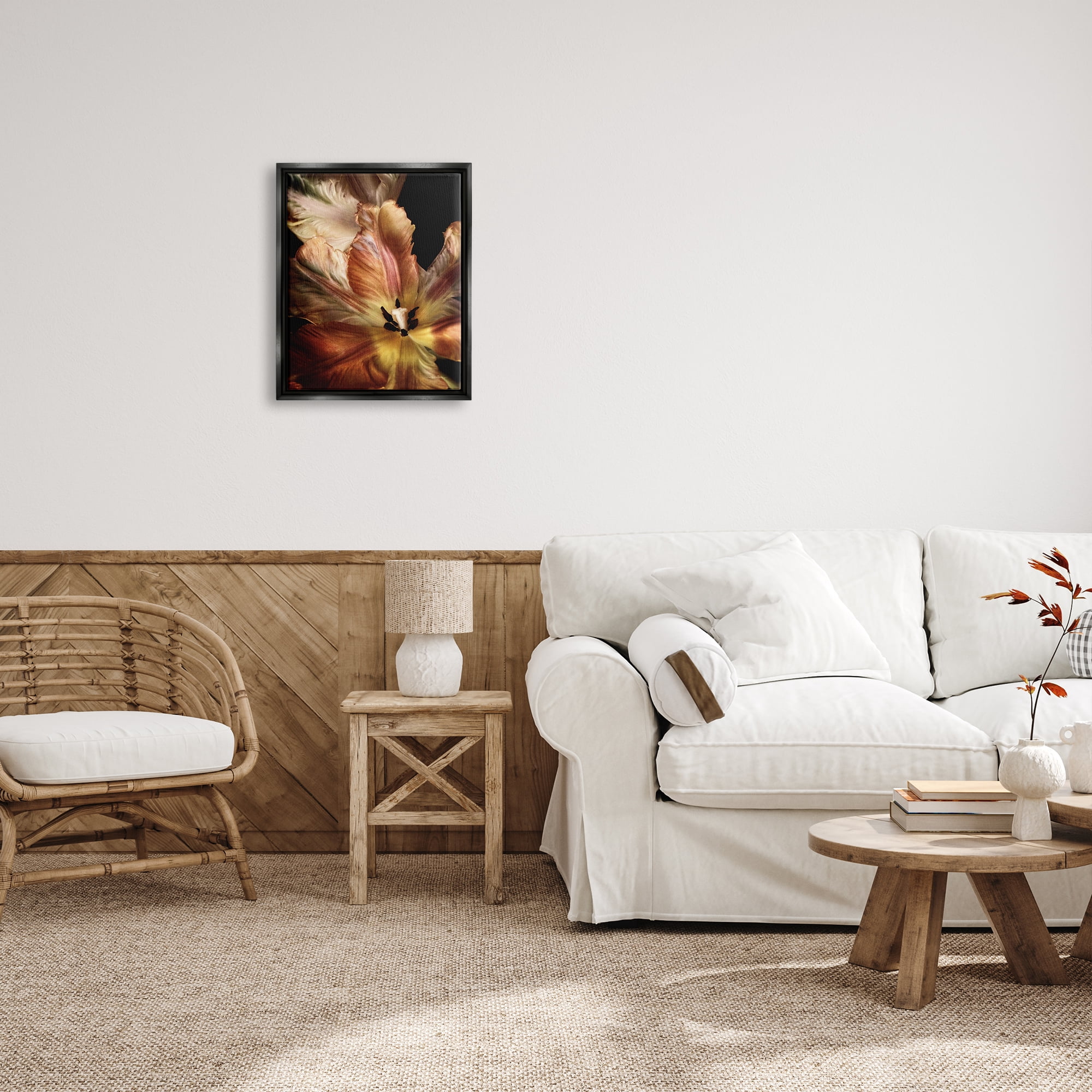 Stupell Industries Tulip Petals Detail Botanical & Floral Photography Black Floater Framed Art Print Wall Art, 17 x 21
