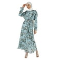 thumbnail image 2 of Beige - Sea Green - Floral - Crew neck - Fully Lined - Modest Dress - Refka, 2 of 5
