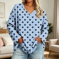 thumbnail image 3 of Womens V Neck Long Sleeve Tops Plus Size Printed Casual Blouses Soft Comfortable Shirts Summer Fall Tops Loose Fit Pullover Tops Daily Wear Outfits Tops, 3 of 7