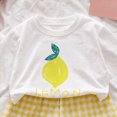 thumbnail image 4 of HCNTES Baby Girl Fall Outfit Lemon Print Long Sleeve Shirt and Yellow Gingham Pants Set for 6M-6T, 4 of 5