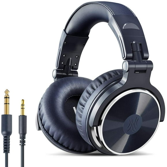 IBAOLEA Over Ear Headphone, Wired Bass Headsets with 50mm Driver, Foldable Lightweight Headphones with Share Port and Mic for Recording Monitoring Mixing Podcast Guitar PC TV (Dark Blue) Dark blue