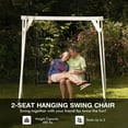 thumbnail image 6 of Gymax Patio Hanging Porch Swing 2-Person Outdoor Metal Swing Bench Chair w/ Chains Brown, 6 of 10