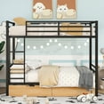 thumbnail image 5 of Newest Metal Full Size Convertible Bunk Bed with 2 Drawers, Black, 5 of 9