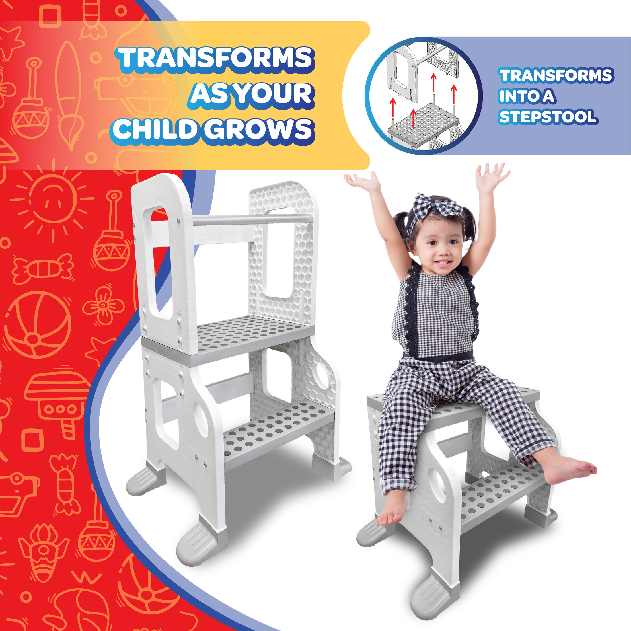 CORE PACIFIC Kitchen Buddy 2-in-1 Stool for Ages 1-3 safe up to 100 lbs. - image 2 of 7