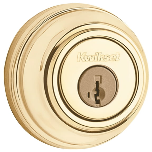 Kwikset 980 Series Single Cylinder Lock Deadbolt Hardware Lock with Smartkey Polished Brass