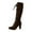 Brown, variant on Fashion Suede Knee High Boots with Side Zipper and Lace Up Design Comfortable Heeled Footwear for Women in Autumn and Winter