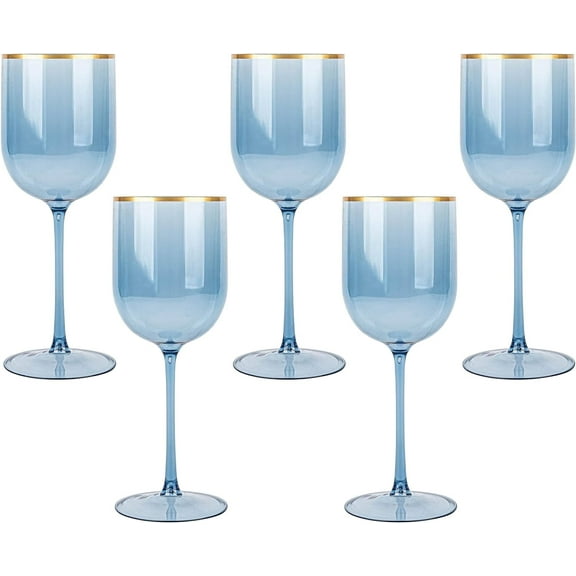 PLASTICPRO 12 Oz Plastic Wine Glasses 5-Pc Disposable Wine Glasses Drinking Set