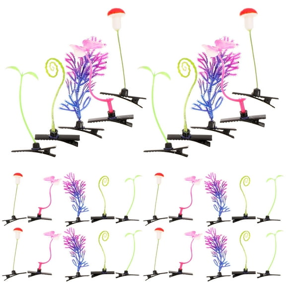WASHWEPE Mini Sprout Hair Clip 30Pcs for Girls in Assorted Color and Plant Shape
