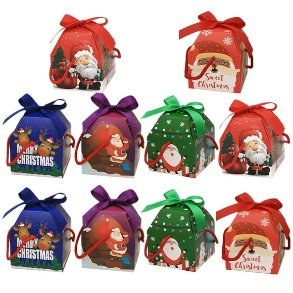 10Pcs Boîte de Cadeau de Boîte de Pomme de Noël Chic Boîte d'Emballage de Bonbons (Style Mixte)