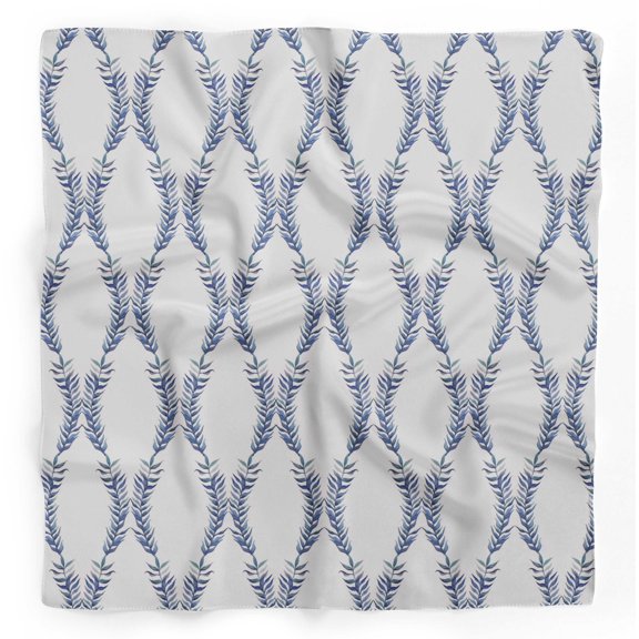 Bimba White Laurel Leaves Printed Pure Silk Scarf For Hair Neck Head Bandanas For Women 40 x 80 Inches