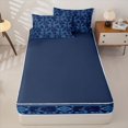 thumbnail image 4 of Manfei Halloween Ghost Zipper Queen Comforter Set with Fitted Sheet and 2 Pillowcases, Gothic Floral Damask Zipper Bedding Set, Navy Blue,Navy Blue Reversible,4-Piece, 4 of 6
