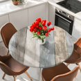 thumbnail image 2 of Round Table Cover 45-54 Inch Farmhouse Wood Grain Waterproof Reusable Table Cloth Round Fitted Vinyl Tablecloth with Elastic Edged for Parties Outdoors, Vintage Shabby Country Blue Grey, 2 of 6