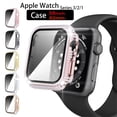 thumbnail image 1 of Compatible with Apple Watch Case 38mm 42mm with Screen Protector, Bling Case Crystal Diamond Tempered Glass Protective Cover for Apple Watch Series 3 2 1 -rose pink, 1 of 6