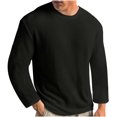 thumbnail image 2 of VBTAPA Men's Long Sleeve Knitted T-shirt Soft Comfortable Long Sleeve Crewneck Pullover Tops Solid Undershirt Lightweight Base Layers Thermal Underwear Black XXL, 2 of 7
