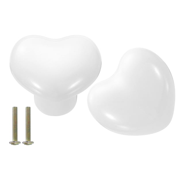 Uxcell 2 Paquetes de Perillas de Cajón de Cerámica en Forma de Corazón, Blancas