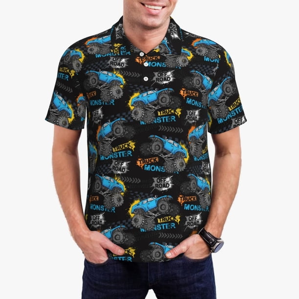 Balery Cool Off-Road Vehicle Camisa Polo de Hombre con Estampado, de Manga Corta y Tejido Medio, Camisa Tipo Golf Polo-4X-Large