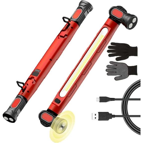 3000 Lumens Rechargeable Work Light, 5200mah LED Magnetic Work Light, Under Hood Work Light Bar with Hook 4 Modes for Car Repairing Outdoor Emergency Inspection Mechanic Garage(Red,1PC)