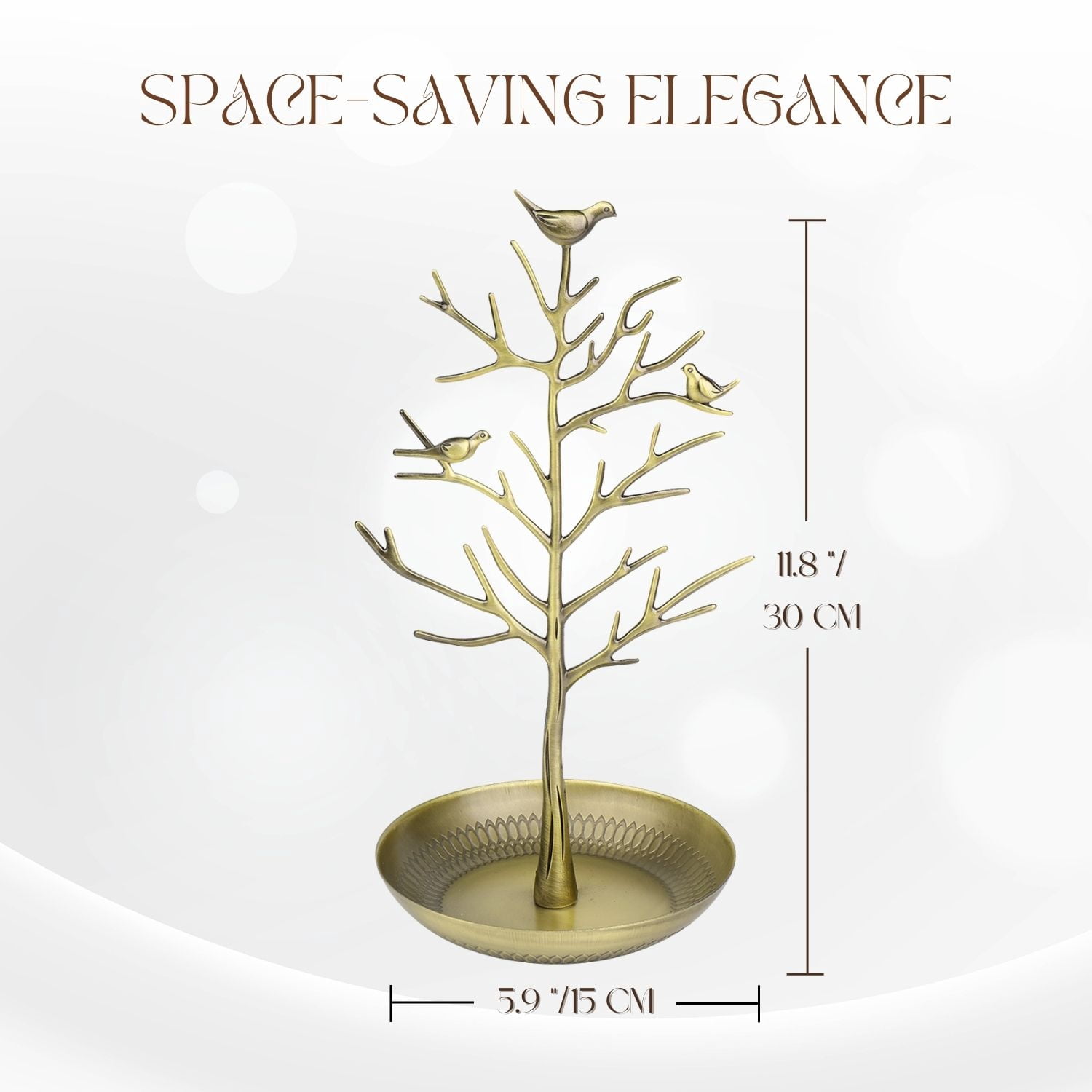 Jewelry Display Stand, Earring Necklace Holder Tree Tower Rack Hanging Organizer - Ideal for Bangles Pendants Anklet (Brass)