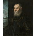thumbnail image 2 of Jacopo Tintoretto 20x23 Black Ornate Framed Double Matted Museum Art Print Titled: Portrait of a Venetian Admiral, 2 of 5