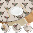thumbnail image 4 of Beige Buffalo Skull Flower Pattern Round Fitted Tablecloth with Elastic Edge,Dining Table Cover Waterproof,Outdoor Round Tablecloth for Camping,Dining,Indoor and Outdoor, 4 of 7