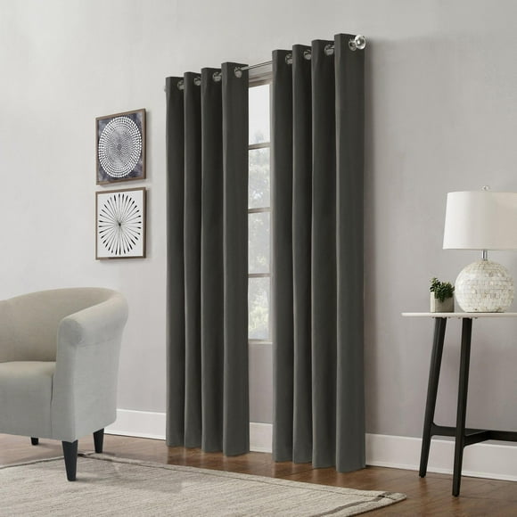 Peru pair de rideaux à oeillets 100% opaques par Thermaplus - 52 po x 108 po, gris foncé