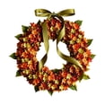 thumbnail image 2 of Bcylexb Artificial Fall Hydrangea Wreath, 13.8" Flower Wreaths with Olive Green Ribbon Autumn Floral Front Door Wreath for Farmhouse Home Window Decor, 2 of 9