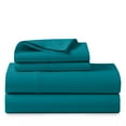 thumbnail image 2 of 1200 Thread Count Twin Size Deep Pocket Solid Cotton Sheet Set (Twin, Teal), 2 of 4